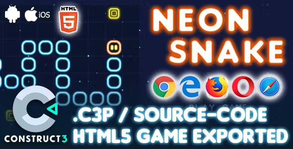 Neon Snake HTML5 Game - Construct 3 All Source-code